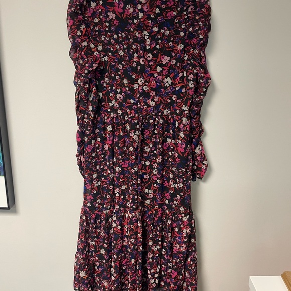 BCBGENERATION floral ruched long sleeve Maxi Dress size 14 NWT - Picture 5 of 6